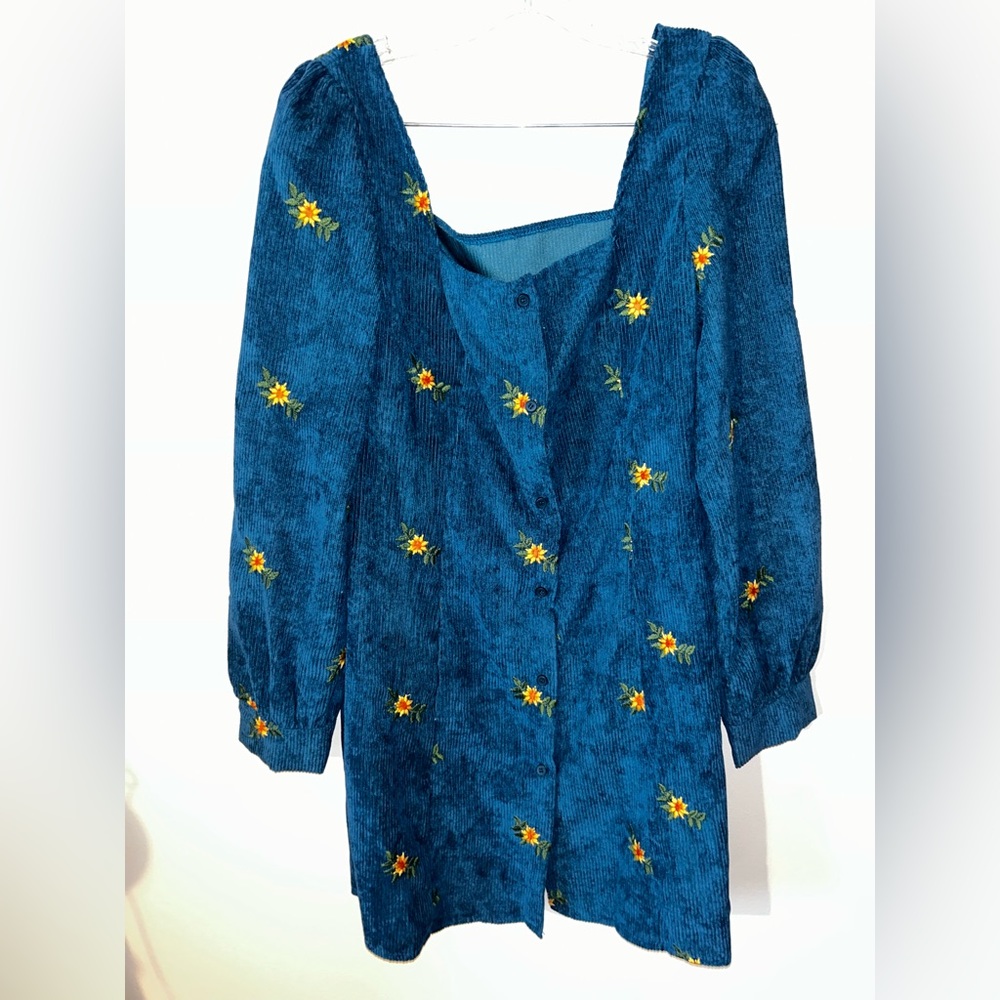 NWT square neck cord floral dress